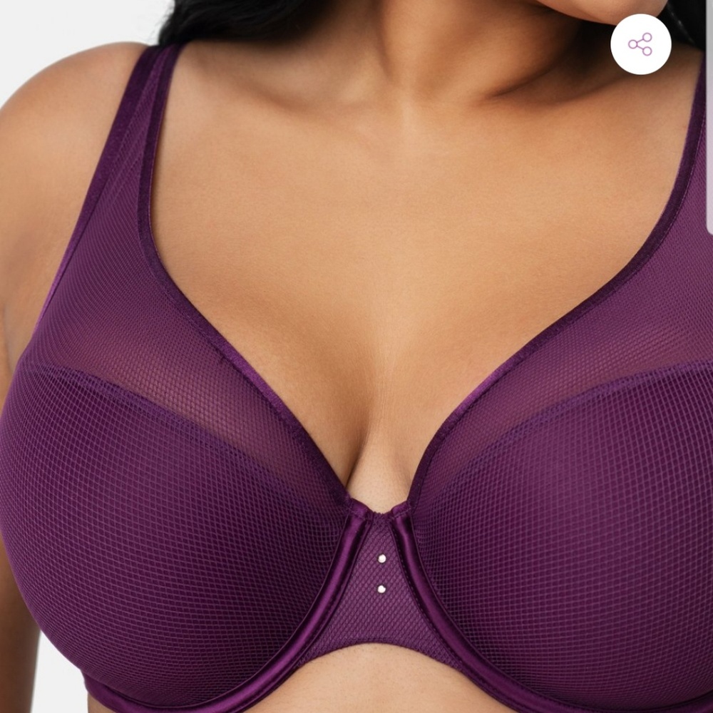 SALE Curvy Couture 46DDD Aubergine Diamond Net Bra